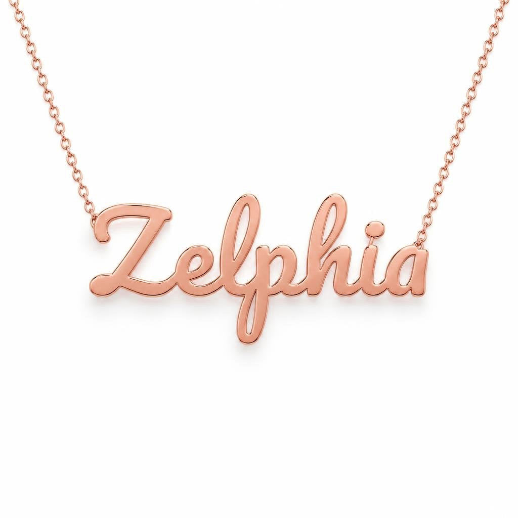 Gold Name Necklace – Zelphia | 14K Solid Gold