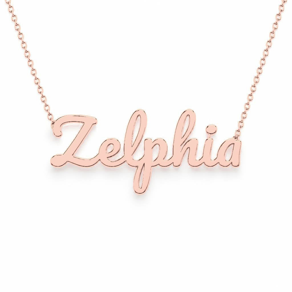 Gold Name Necklace – Zelphia | 14K Solid Gold