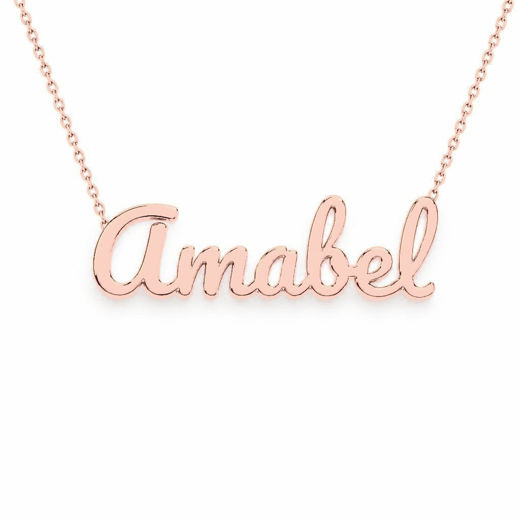 Gold Name Necklace – Amabel | 14K Solid Gold