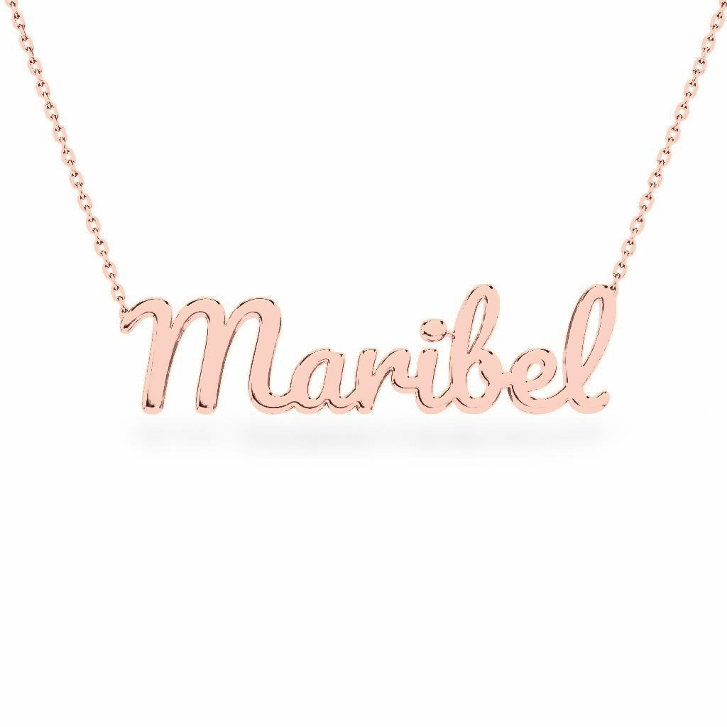 Gold Name Necklace – Maribel | 14K Solid Gold