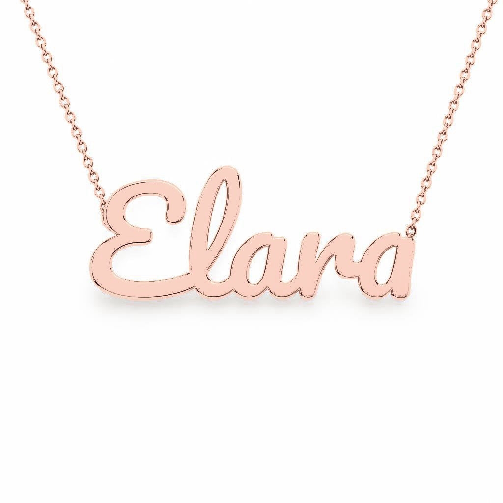 Gold Name Necklace – Elara | 14K Solid Gold