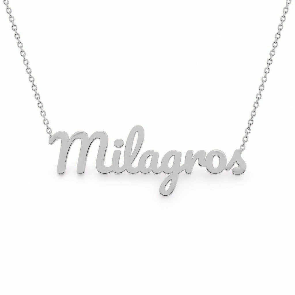 Gold Name Necklace – Milagros | 14K Solid Gold
