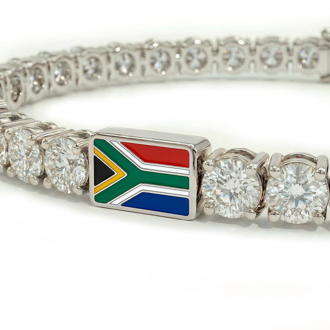 Diamond Tennis Bracelet with South Africa Flag no. 3