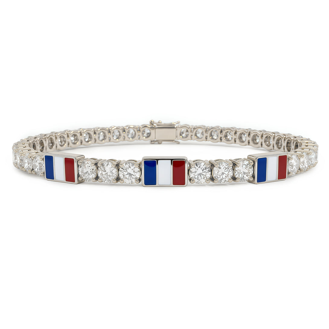 Diamond Tennis Bracelet with France Flag no. 3