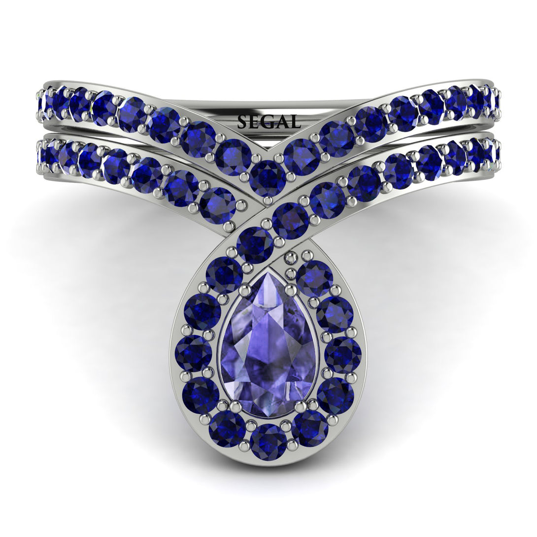 Tanzanite Pear Shape Stacking Bridal Set - Emilia No. 215