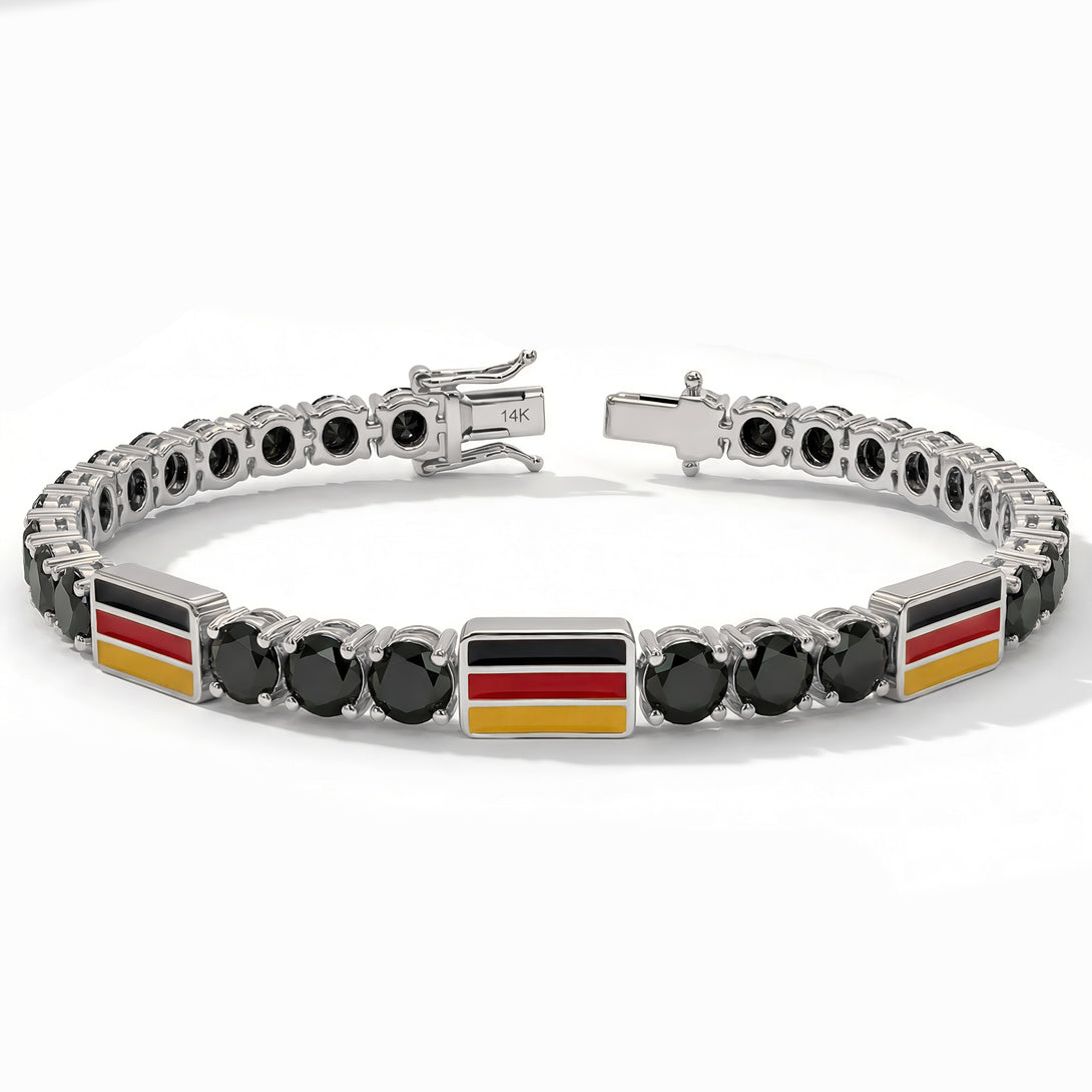 Black Diamond Tennis Bracelet with Germany Flag no. 9