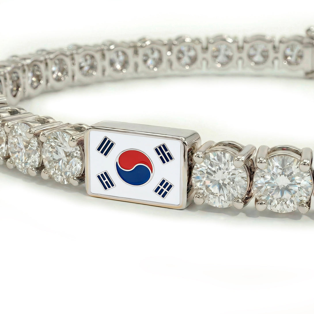 Diamond Tennis Bracelet with South Korea Flag no. 3