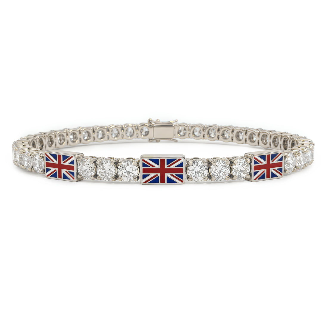 Diamond Tennis Bracelet with United Kingdom Flag no. 3
