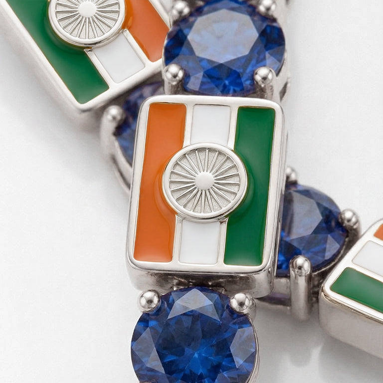 Sapphire Tennis Bracelet with India Flag no. 15