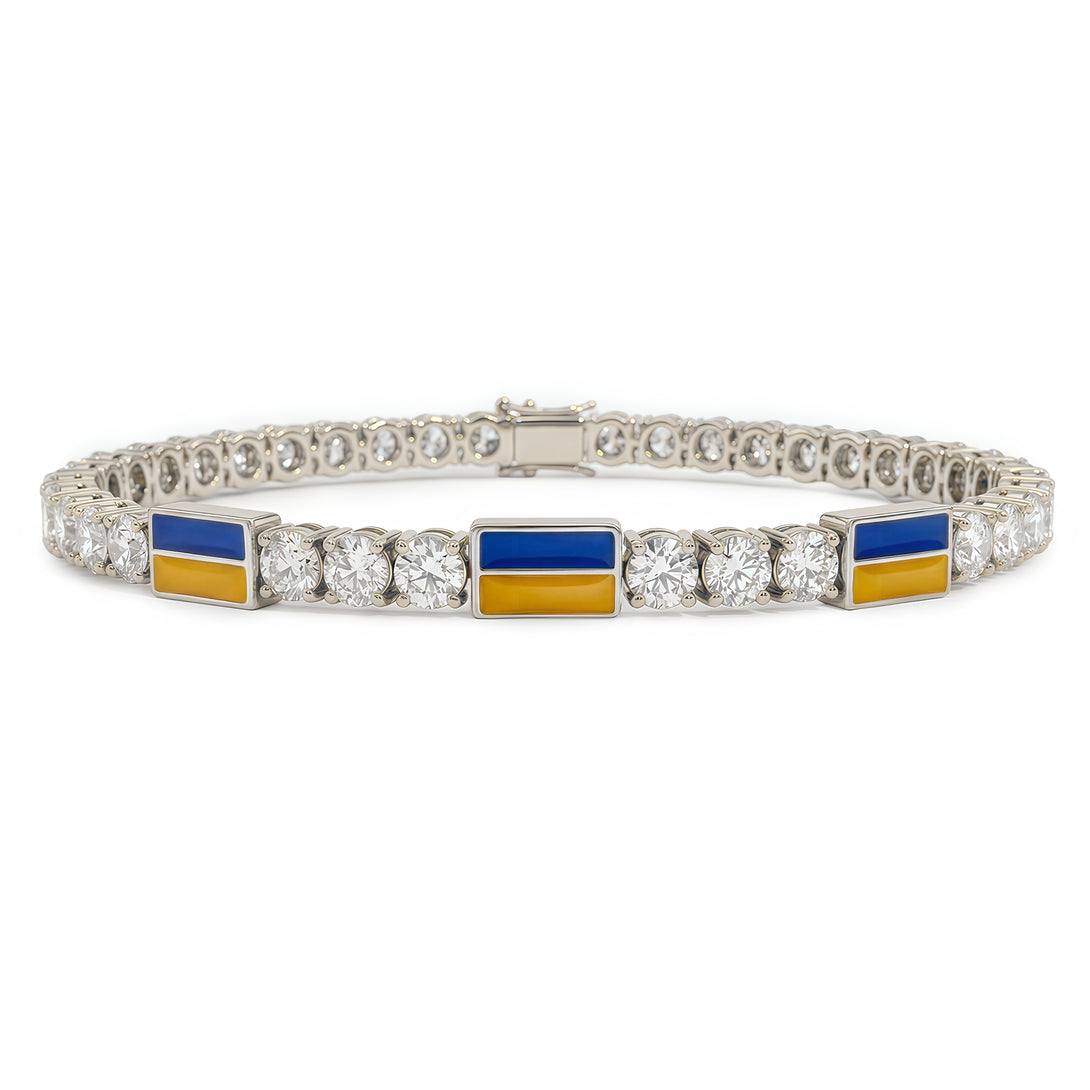 Diamond Tennis Bracelet with Ukraine Flag no. 3