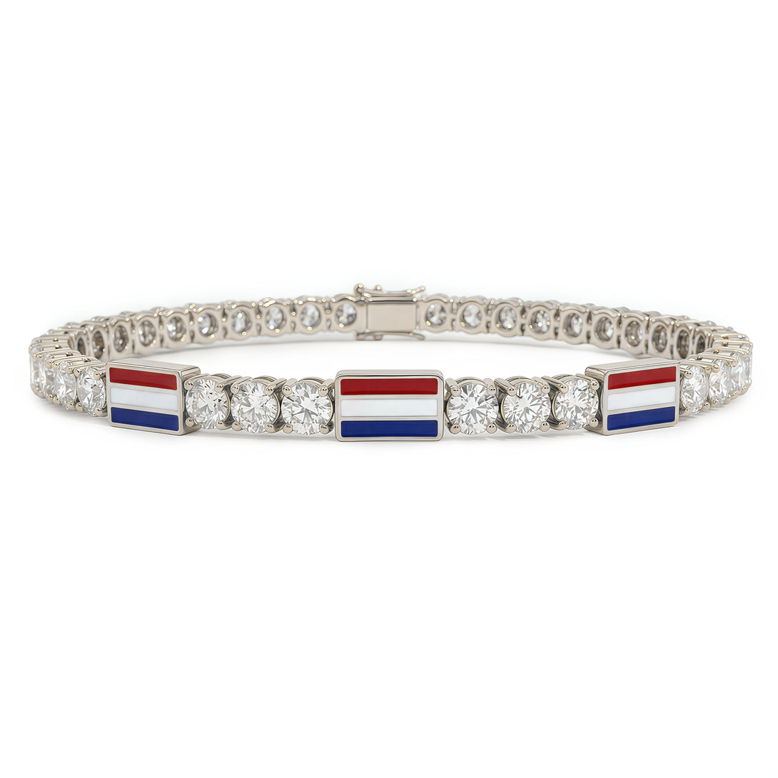 Diamond Tennis Bracelet with Netherlands Flag no. 3