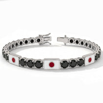 Black Diamond Tennis Bracelet with Japan Flag no. 9 image 1