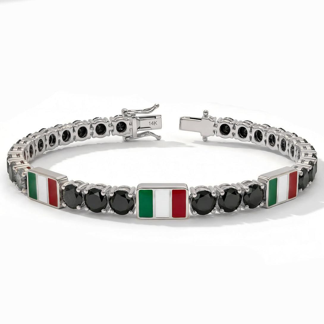 Black Diamond Tennis Bracelet with Mexico Flag no. 9