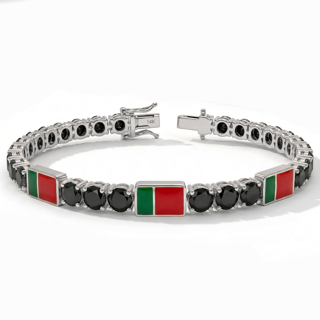 Black Diamond Tennis Bracelet with Portugal Flag no. 9