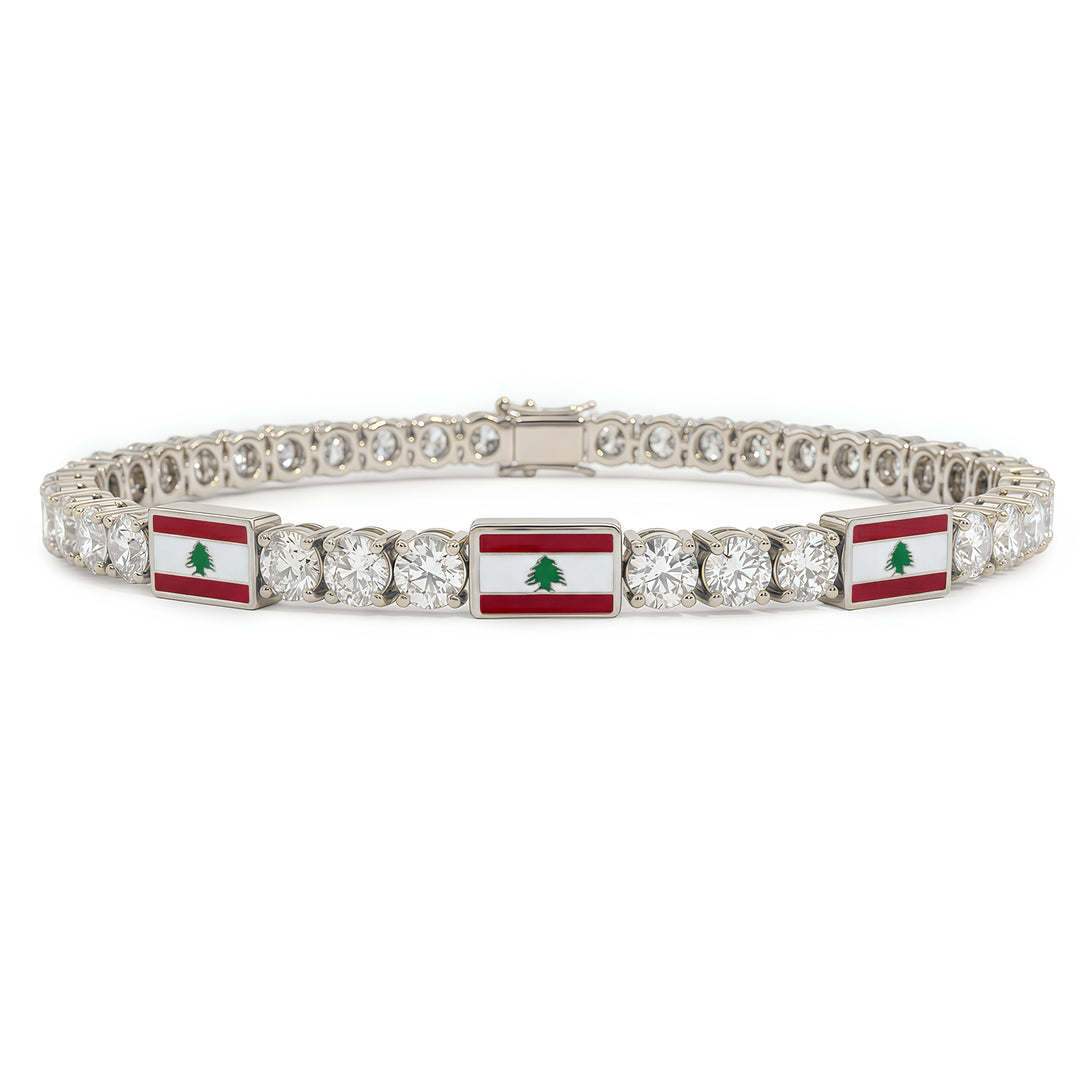 Diamond Tennis Bracelet with Lebanon Flag no. 3