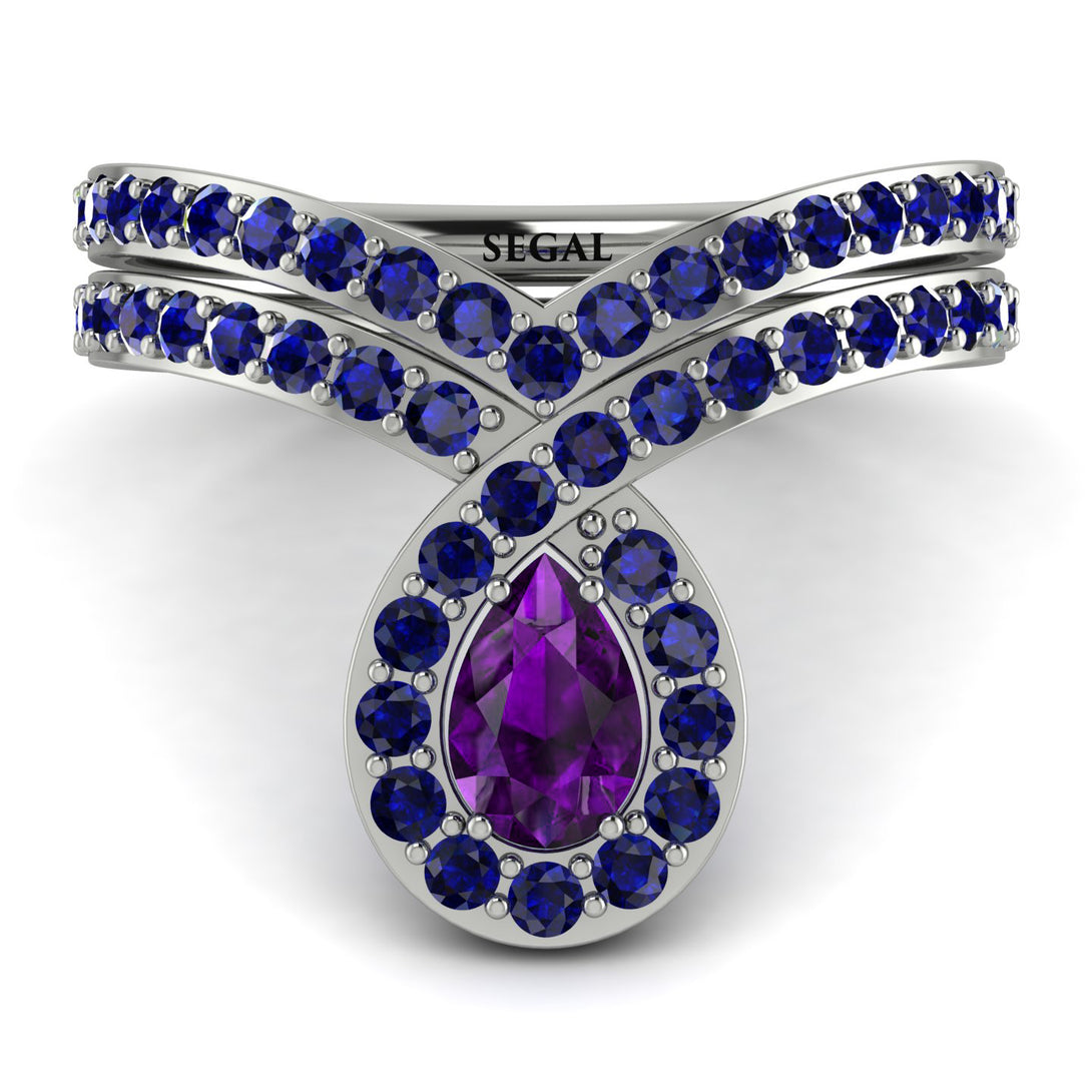 Amethyst Pear Shape Stacking Bridal Set - Emilia No. 315