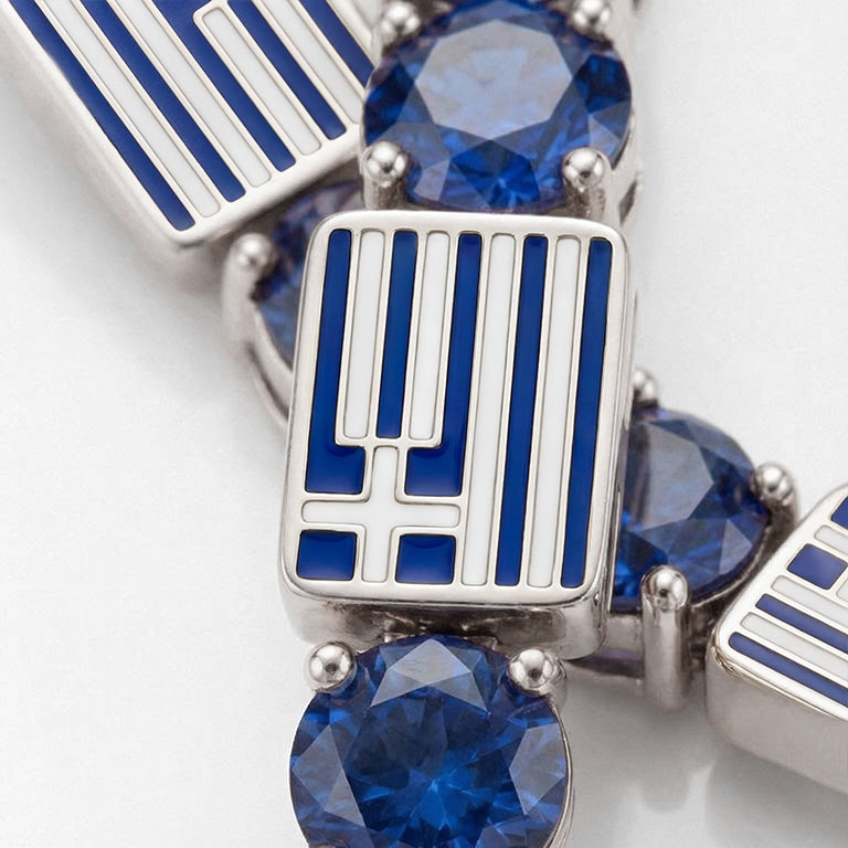Sapphire Tennis Bracelet with Greece Flag no. 15
