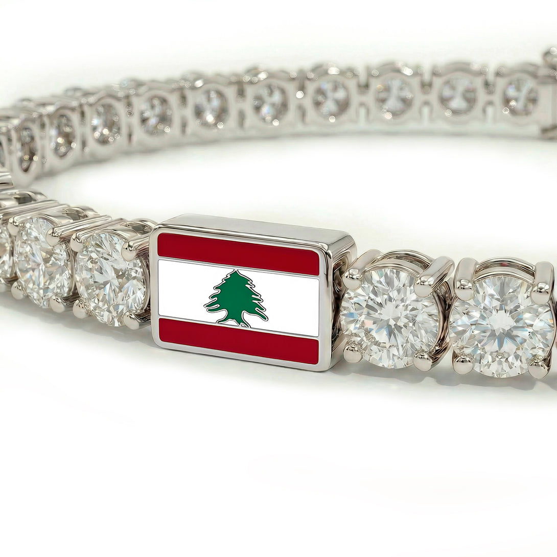 Diamond Tennis Bracelet with Lebanon Flag no. 3
