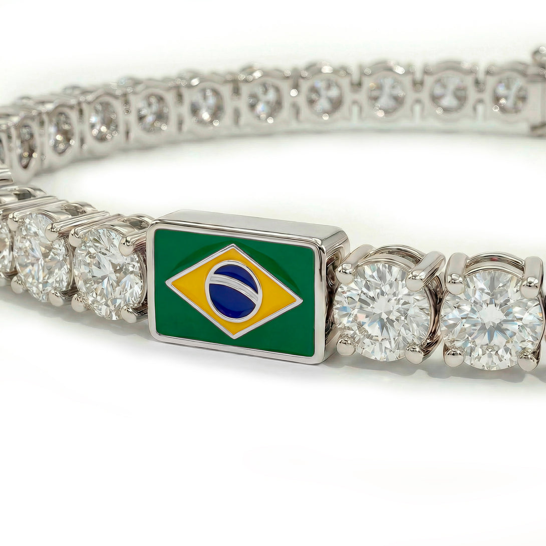 Diamond Tennis Bracelet with Brazil Flag no. 3