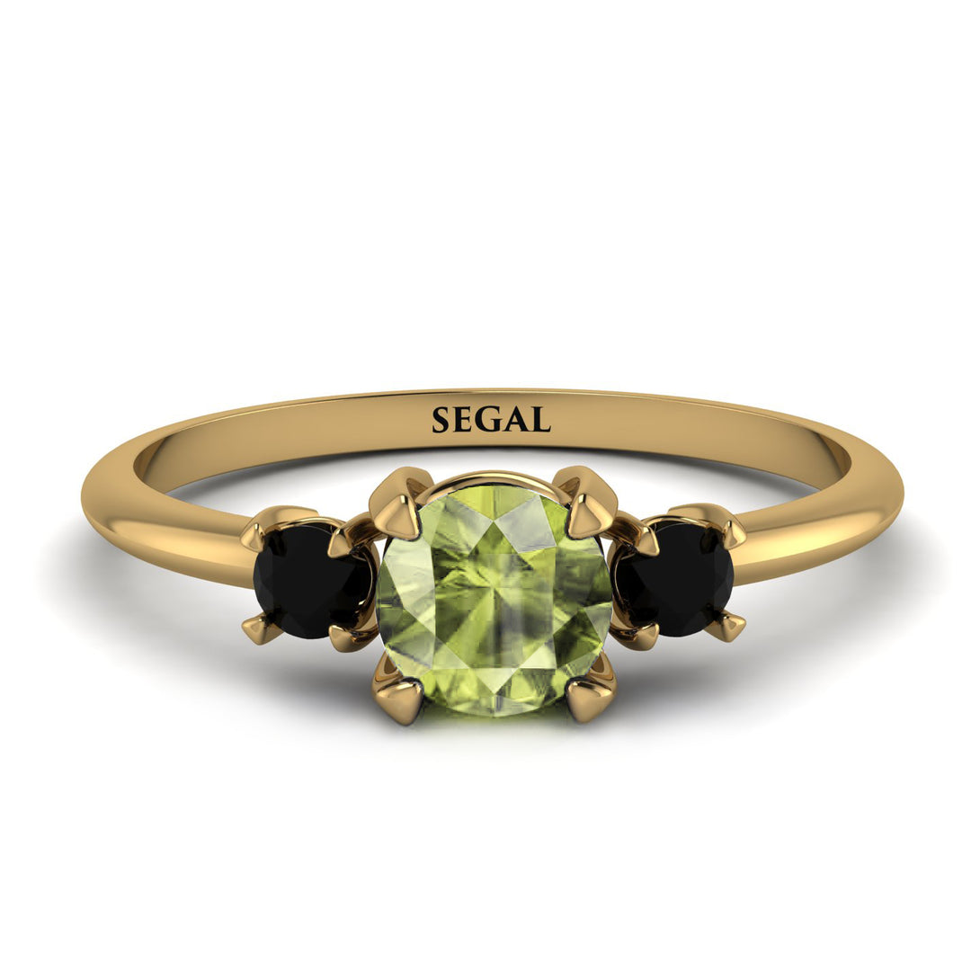 Classic Three Stone Peridot Engagement Ring - Valentina No. 707