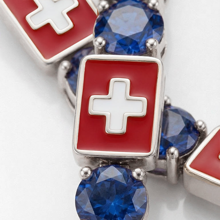 Sapphire Tennis Bracelet with Switzerland Flag no. 15