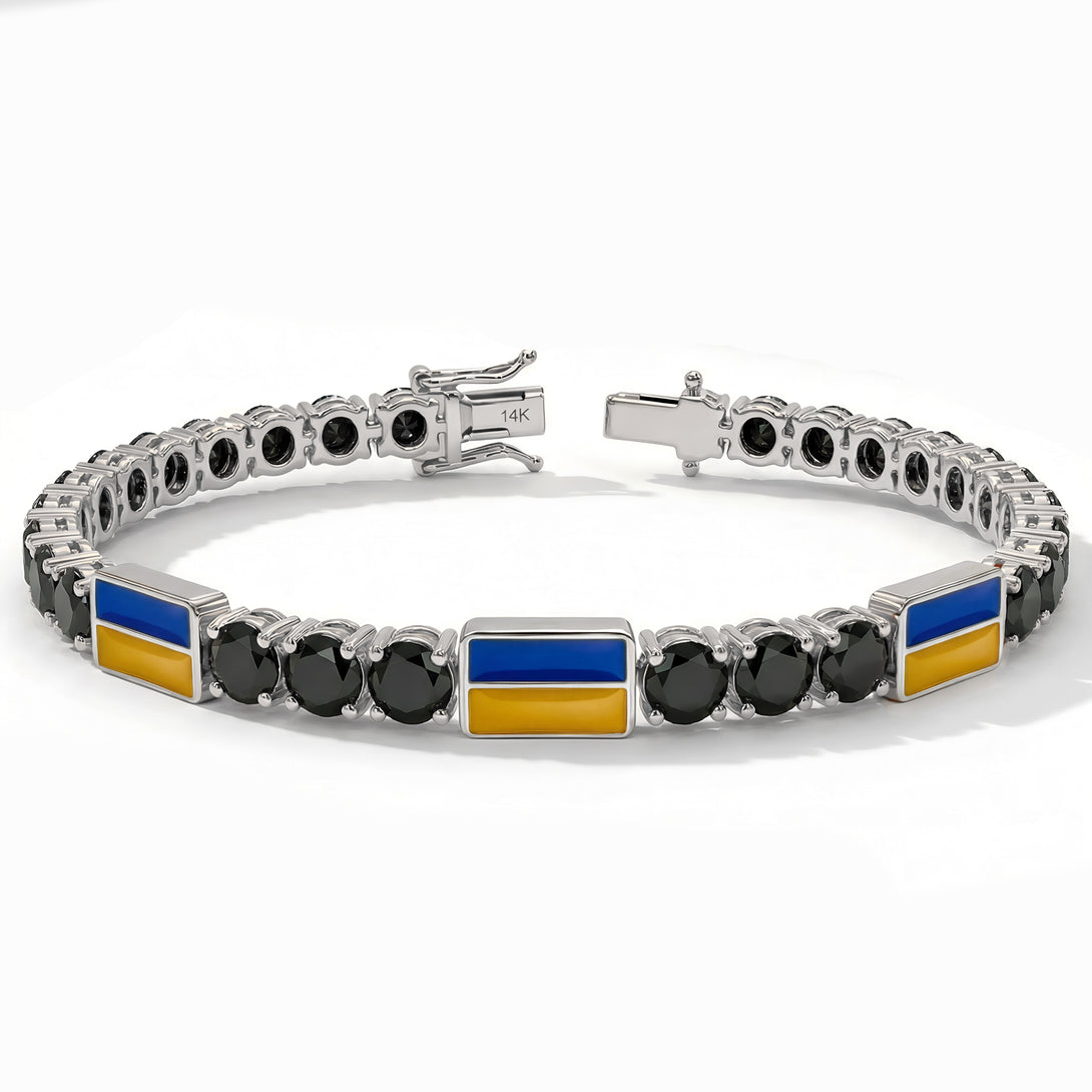 Black Diamond Tennis Bracelet with Ukraine Flag no. 9