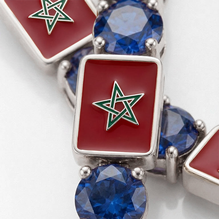 Sapphire Tennis Bracelet with Morocco Flag no. 15