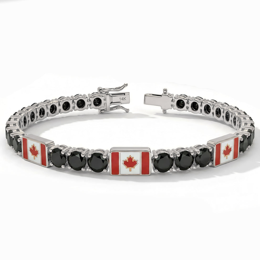 Black Diamond Tennis Bracelet with Canada Flag no. 9