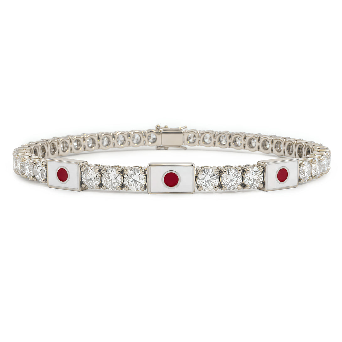 Diamond Tennis Bracelet with Japan Flag no. 3