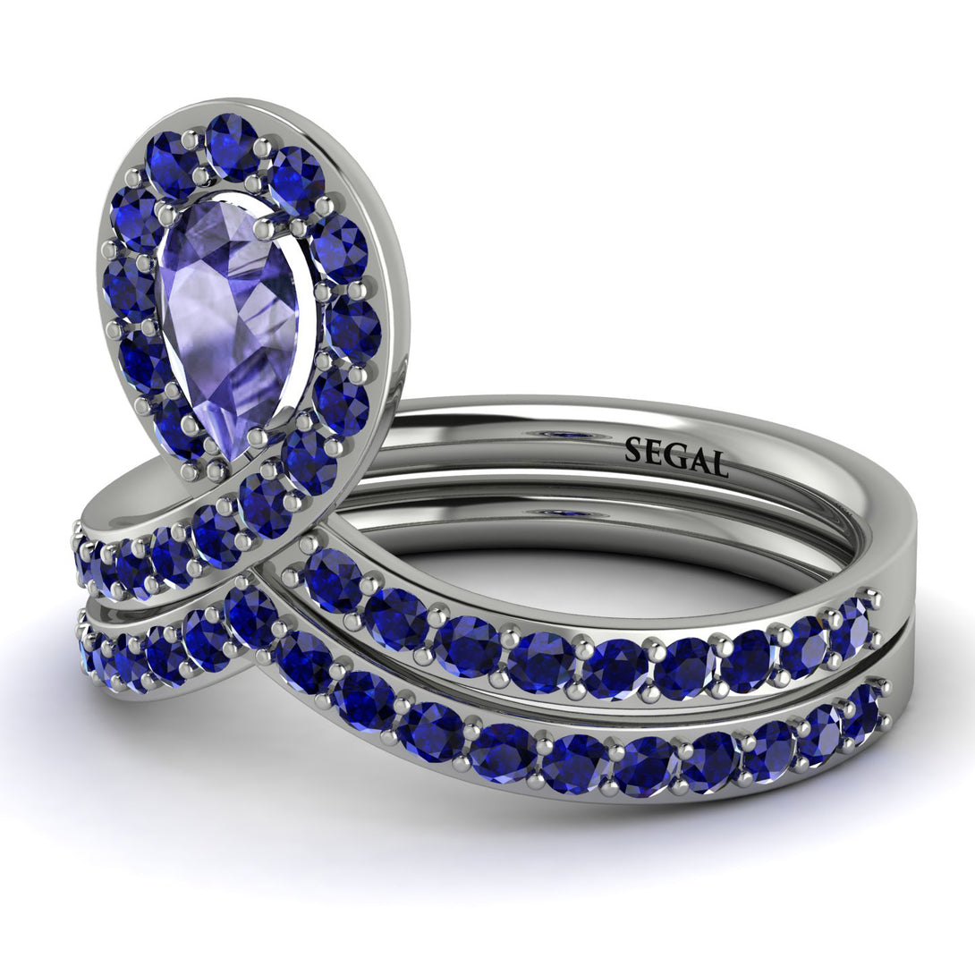 Tanzanite Pear Shape Stacking Bridal Set - Emilia No. 215