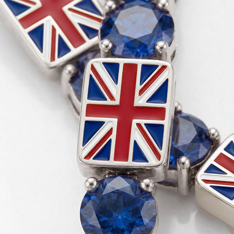 Sapphire Tennis Bracelet with United Kingdom Flag no. 15