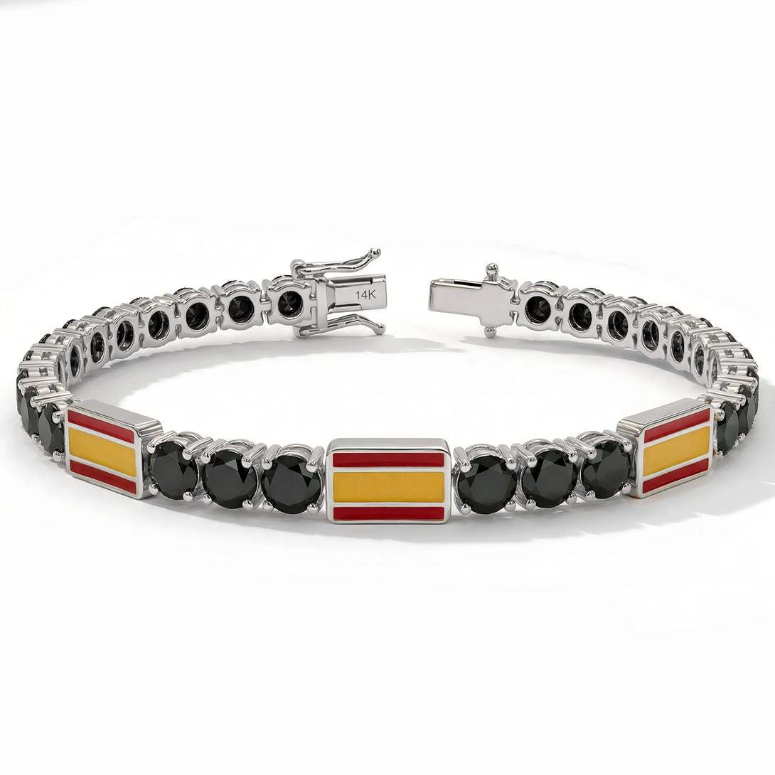 Black Diamond Tennis Bracelet with Spain Flag no. 9