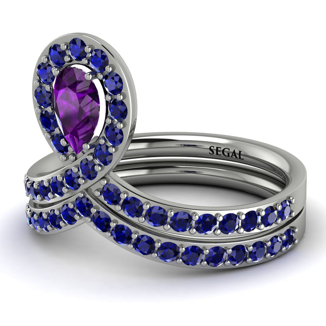 Amethyst Pear Shape Stacking Bridal Set - Emilia No. 315