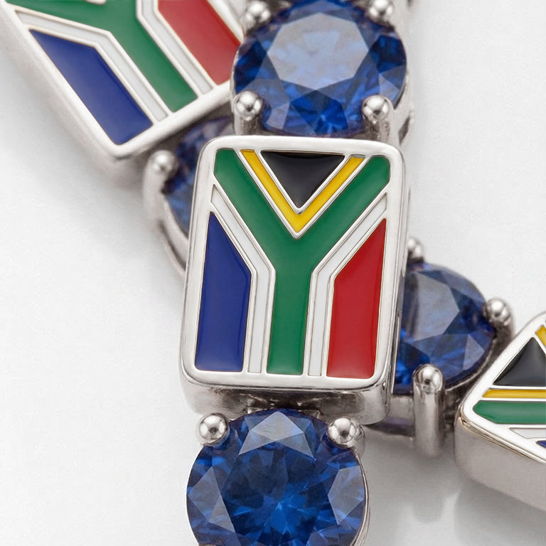 Sapphire Tennis Bracelet with South Africa Flag no. 15