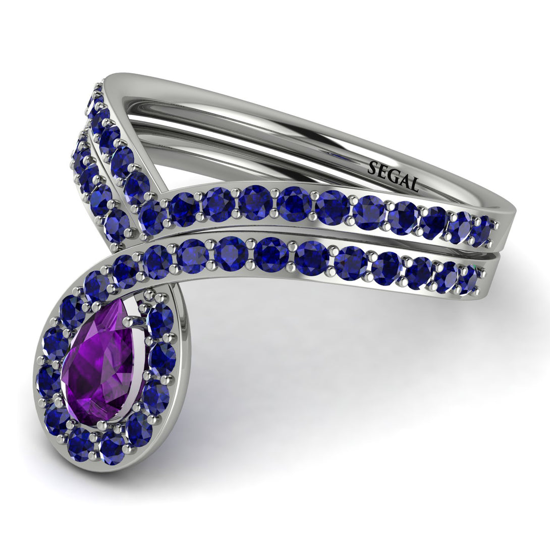 Amethyst Pear Shape Stacking Bridal Set - Emilia No. 315