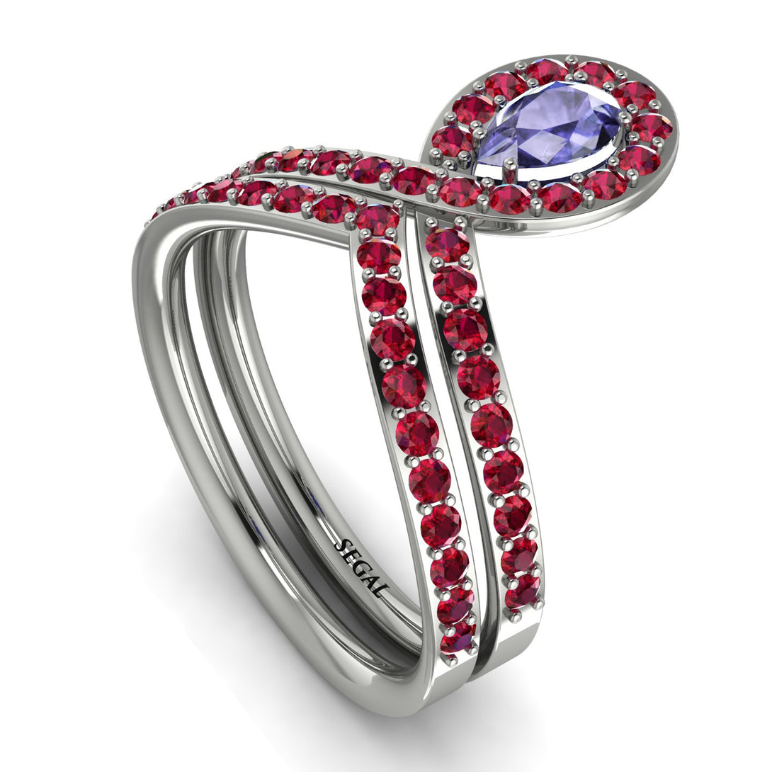 Tanzanite Pear Shape Stacking Bridal Set - Emilia No. 212