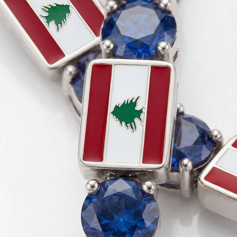 Sapphire Tennis Bracelet with Lebanon Flag no. 15