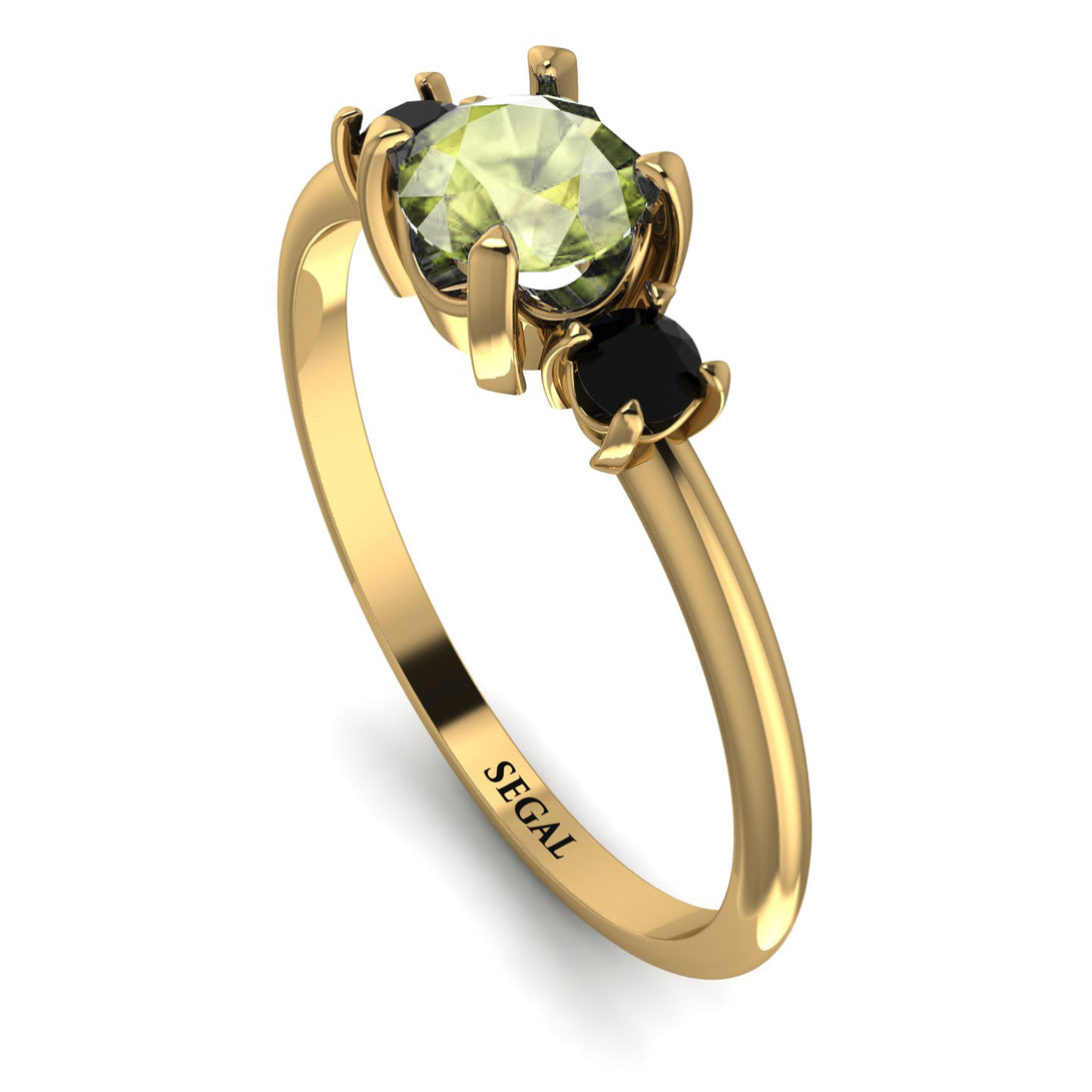 Classic Three Stone Peridot Engagement Ring - Valentina No. 707
