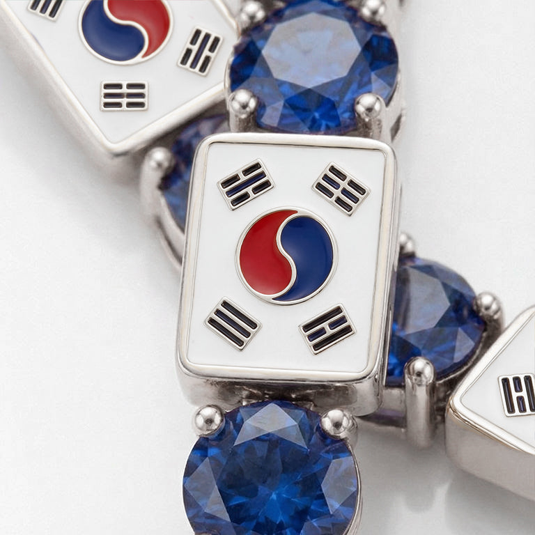 Sapphire Tennis Bracelet with South Korea Flag no. 15