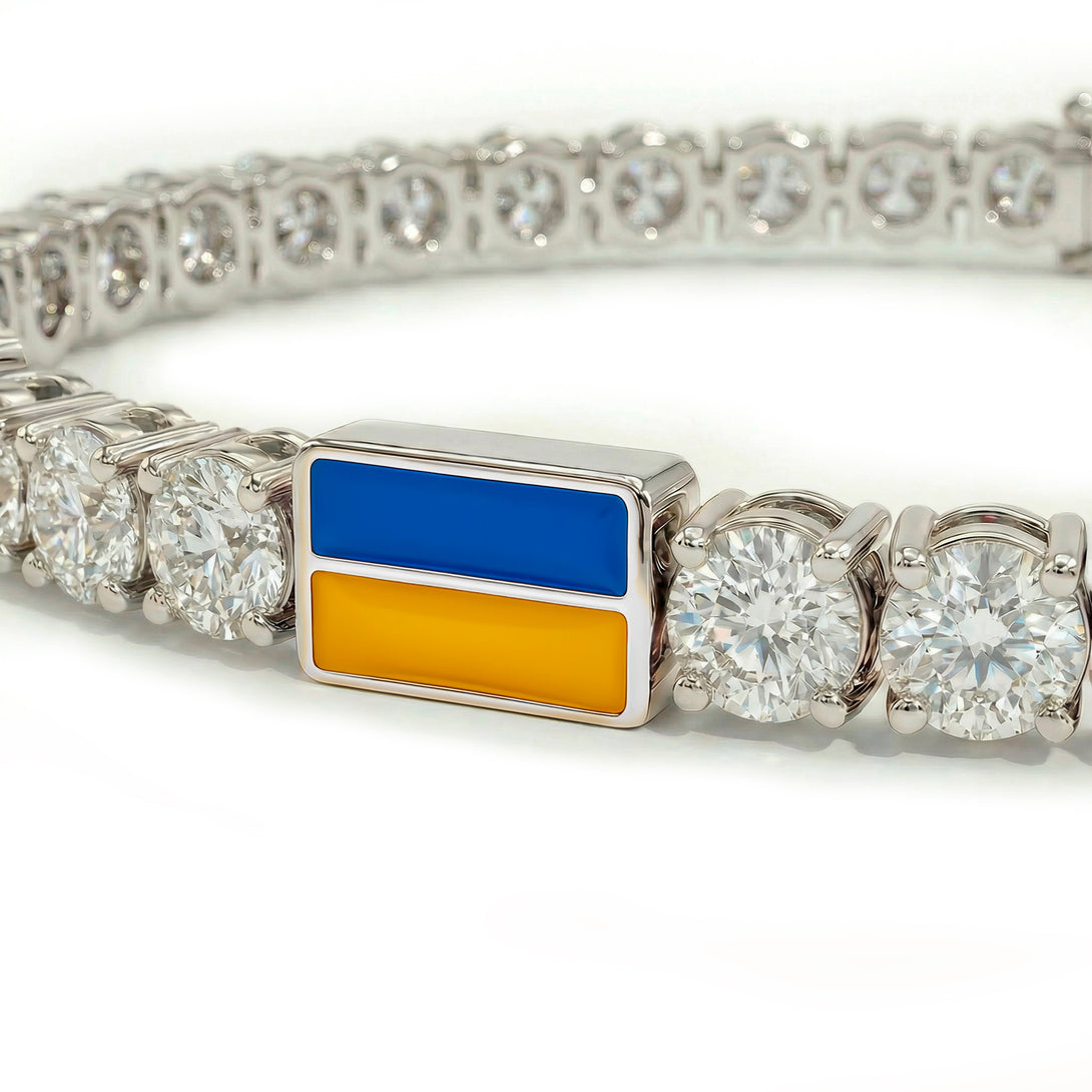Diamond Tennis Bracelet with Ukraine Flag no. 3
