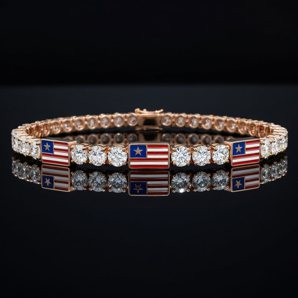 Diamond Tennis Bracelet with United States Flag no. 2