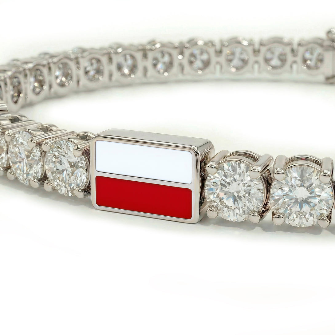 Diamond Tennis Bracelet with Poland Flag no. 3