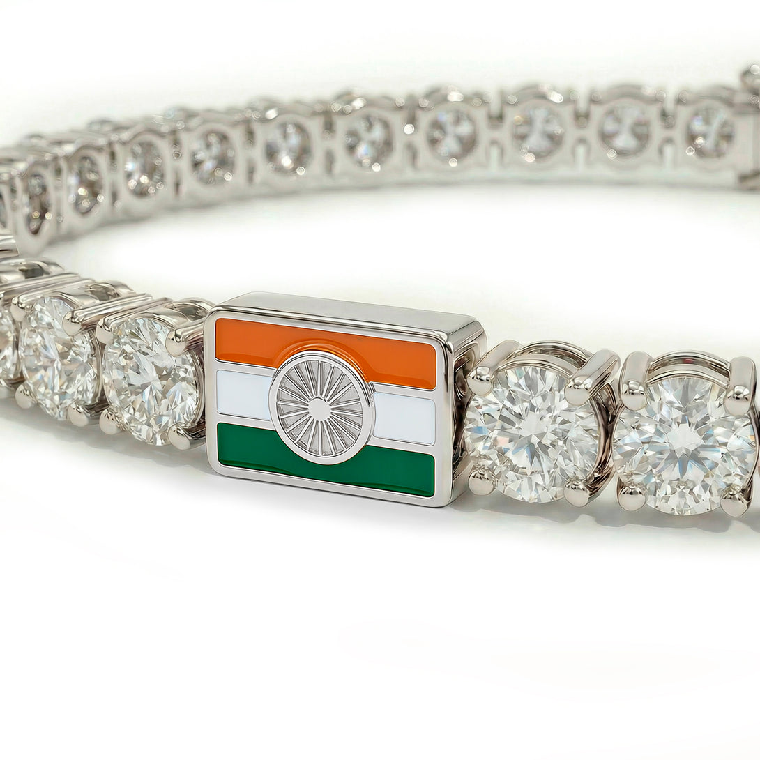 Diamond Tennis Bracelet with India Flag no. 3