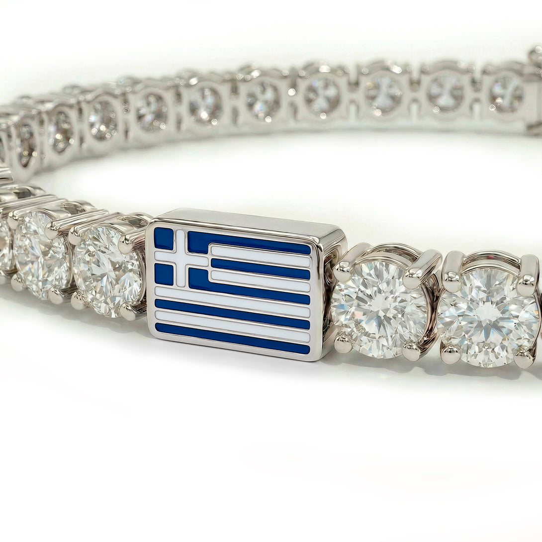 Diamond Tennis Bracelet with Greece Flag no. 3