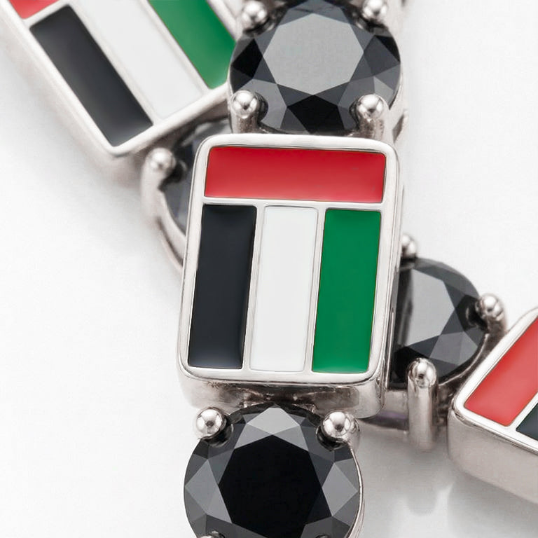 Black Diamond Tennis Bracelet with United Arab Emirates Flag no. 9
