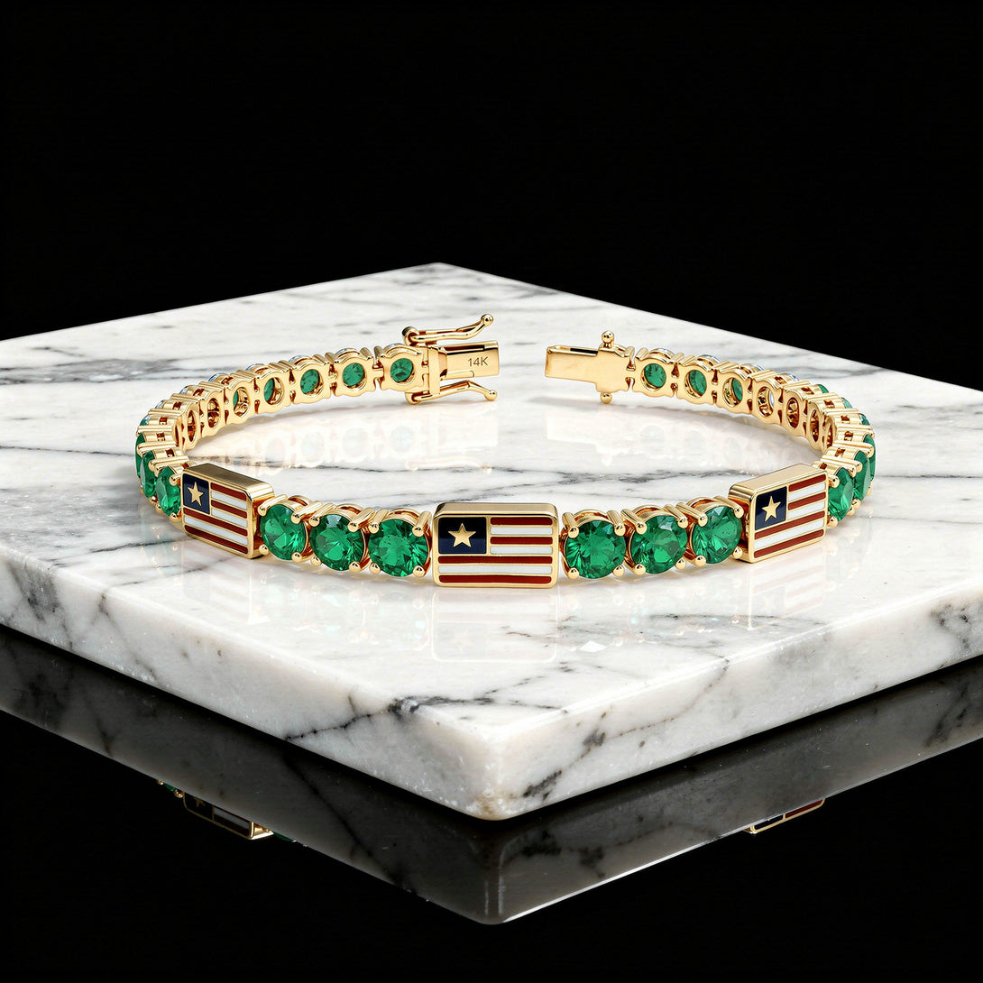Emerald Tennis Bracelet with United States Flag no. 4