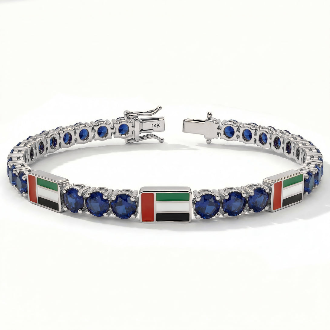 Sapphire Tennis Bracelet with United Arab Emirates Flag no. 15