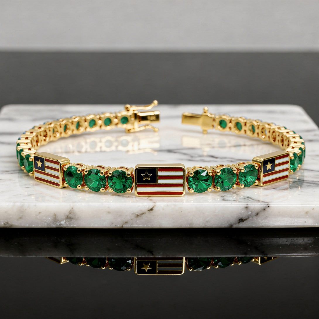 Emerald Tennis Bracelet with United States Flag no. 4