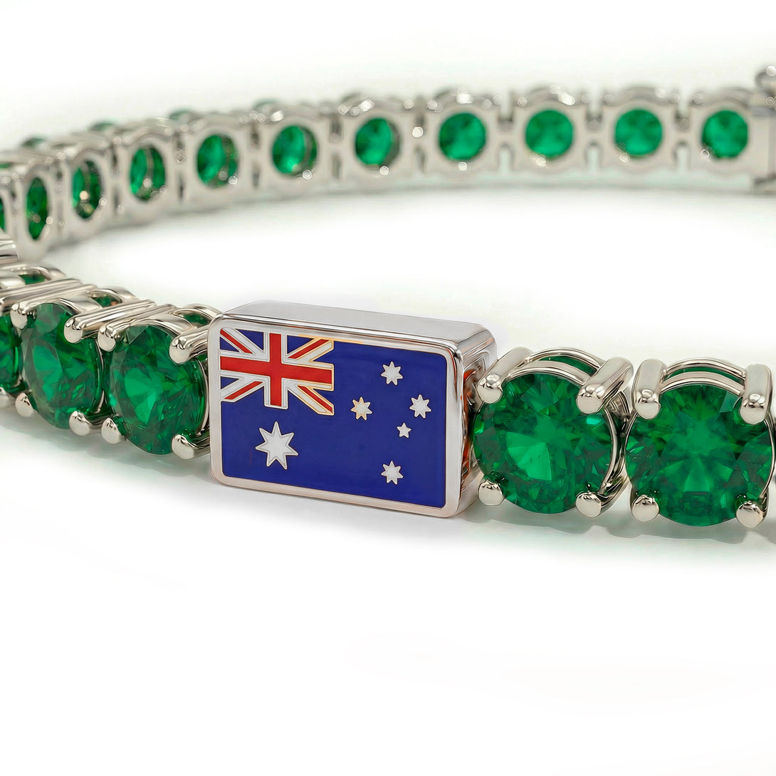 Emerald Tennis Bracelet with Australia Flag no. 6