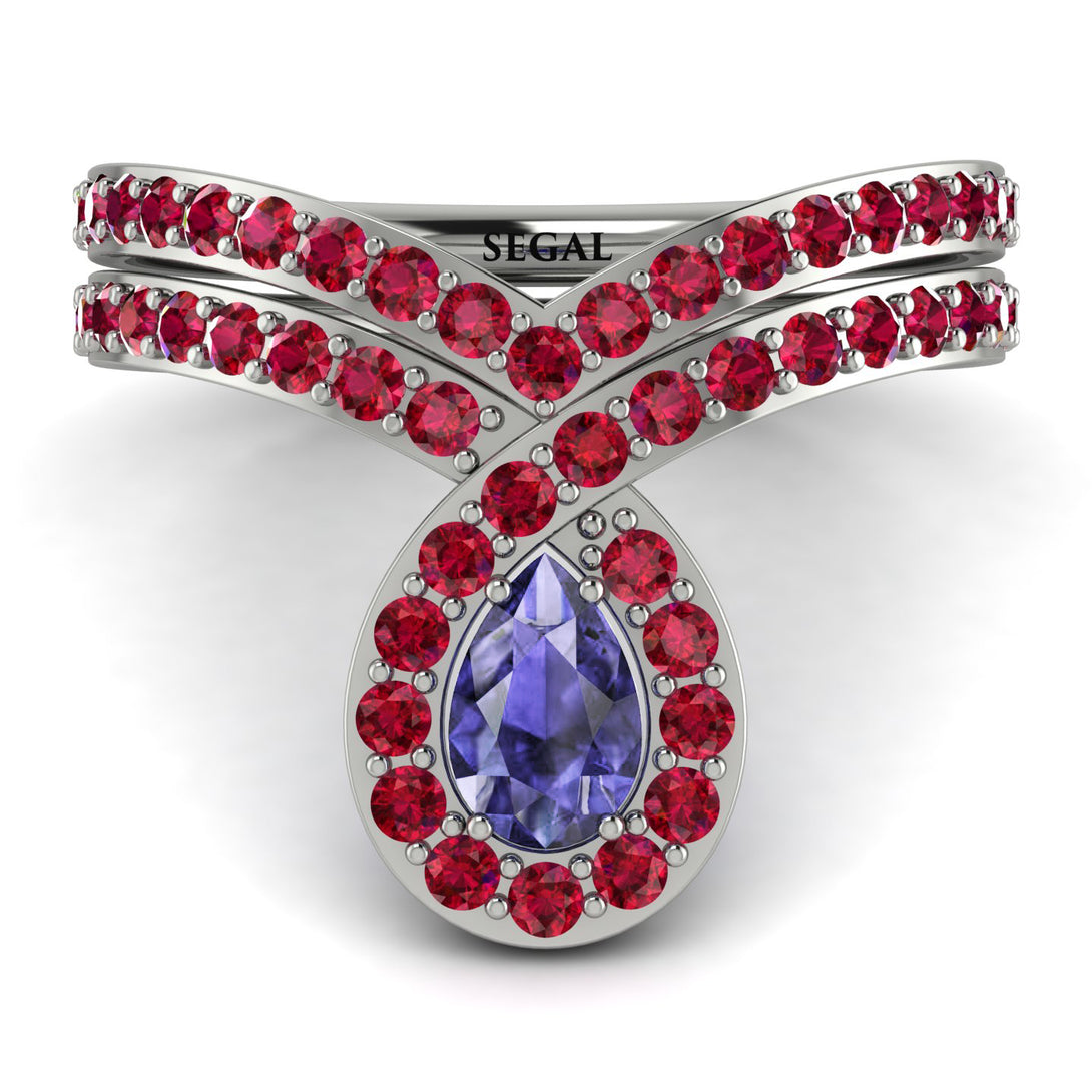 Tanzanite Pear Shape Stacking Bridal Set - Emilia No. 212